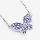 3.31 Carat Genuine Tanzanite and White Zircon .925 Sterling Silver Pendant-8