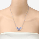 3.31 Carat Genuine Tanzanite and White Zircon .925 Sterling Silver Pendant-10
