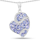 3.40 Carat Genuine Tanzanite and White Topaz .925 Sterling Silver Pendant-3