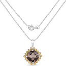 6.17 Carat Genuine Smoky Quartz and Citrine .925 Sterling Silver Pendant-2