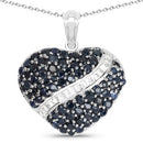 4.60 Carat Genuine Blue Sapphire and White Topaz .925 Sterling Silver Pendant-3