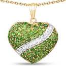 14K Yellow Gold Plated 4.51 Carat Genuine Chrome Diopside and White Topaz .925 Sterling Silver Pendant-3