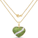 14K Yellow Gold Plated 4.51 Carat Genuine Chrome Diopside and White Topaz .925 Sterling Silver Pendant-4