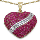 14K Yellow Gold Plated 4.67 Carat Genuine Ruby & White Topaz .925 Sterling Silver Pendant-3