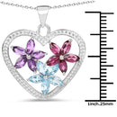 2.35 Carat Genuine Amethyst, Swiss Blue Topaz and Rhodolite .925 Sterling Silver Pendant-6