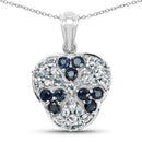 2.73 Carat Genuine Blue Sapphire and Aquamarine .925 Sterling Silver Pendant-4