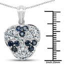 2.73 Carat Genuine Blue Sapphire and Aquamarine .925 Sterling Silver Pendant-6