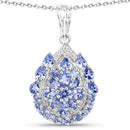 2.64 Carat Genuine Tanzanite and White Topaz .925 Sterling Silver Pendant-5