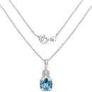 6.97 Carat Genuine Blue Topaz and White Topaz .925 Sterling Silver Pendant-4