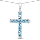 3.85 Carat Genuine Blue Topaz .925 Sterling Silver Pendant-3