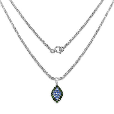 1.40 Carat Genuine Tanzanite and Chrome Diopside .925 Sterling Silver Pendant - 0