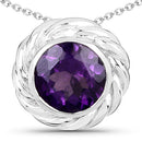 3.30 Carat Genuine Amethyst .925 Sterling Silver Pendant-4