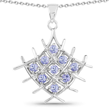 0.90 Carat Genuine Tanzanite .925 Sterling Silver Pendant