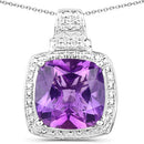 5.85 Carat Genuine Amethyst .925 Sterling Silver Pendant-3