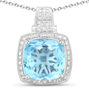 6.95 Carat Genuine Blue Topaz .925 Sterling Silver Pendant-2