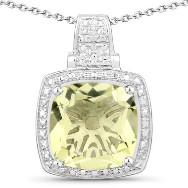 5.70 Carat Genuine Lemon Quartz .925 Sterling Silver Pendant - 0