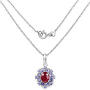 3.22 Carat Genuine Glass Filled Ruby & Tanzanite .925 Sterling Silver Pendant-4