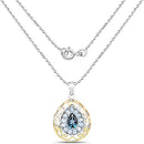 18K Yellow Gold Plated 4.44 Carat Genuine London Blue Topaz and Blue Topaz .925 Sterling Silver Pendant-4