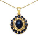 3.02 Carat Genuine Blue Sapphire .925 Sterling Silver Pendant-3
