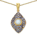 14K Yellow Gold Plated 1.82 Carat Genuine Ethiopian Opal & Tanzanite .925 Sterling Silver Pendant-3
