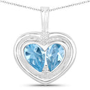 2.66 Carat Genuine Blue Topaz and White Topaz .925 Sterling Silver Pendant-5