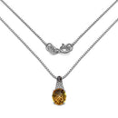 4.50 Carat Genuine Citrine, Champagne Diamond & White Diamond .925 Sterling Silver Pendant-5