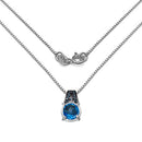 4.94 Carat Genuine Swiss Blue Topaz, Blue Diamond & White Diamond .925 Sterling Silver Pendant-5
