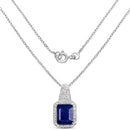 4.72 Carat Glass Filled Sapphire and White Topaz .925 Sterling Silver Pendant-4