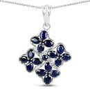 3.68 Carat Genuine Blue Sapphire .925 Sterling Silver Pendant-3