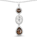 12.14 Carat Genuine Crystal Quartz & Smoky Quartz .925 Sterling Silver Pendant-4