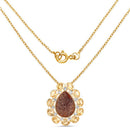 14K Yellow Gold Plated 5.14 Carat Genuine Red Droozi and Citrine .925 Sterling Silver Pendant-5