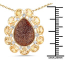 14K Yellow Gold Plated 5.14 Carat Genuine Red Droozi and Citrine .925 Sterling Silver Pendant-6