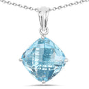 11.10 Carat Genuine Blue Topaz .925 Sterling Silver Pendant-4