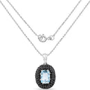 6.70 Carat Genuine Blue Topaz and Black Spinel .925 Sterling Silver Pendant-4