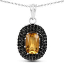 5.85 Carat Genuine Citrine and Black Spinel .925 Sterling Silver Pendant-3