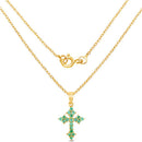 14K Yellow Gold Plated 1.05 Carat Genuine Zambian Emerald .925 Sterling Silver Pendant-4