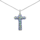 3.32 Carat Genuine Ethiopian Opal and Tanzanite .925 Sterling Silver Pendant-3