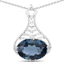 6.65 Carat Genuine London Blue Topaz .925 Sterling Silver Pendant-4