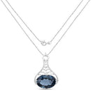 6.65 Carat Genuine London Blue Topaz .925 Sterling Silver Pendant-5