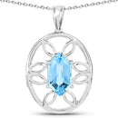 6.17 Carat Genuine Swiss Blue Topaz .925 Sterling Silver Pendant-3