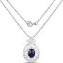 4.50 Carat Genuine Blue Sapphire .925 Sterling Silver Pendant-4