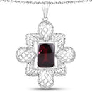 8.00 Carat Genuine Garnet .925 Sterling Silver Pendant-3