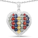4.40 Carat Genuine Multi Stones .925 Sterling Silver Pendant-3