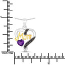 0.48 Carat Genuine Amethyst and Black Spinel .925 Sterling Silver Pendant-7