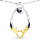 0.18 Carat Genuine Blue Sapphire .925 Sterling Silver Pendant-5