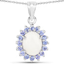 2.26 Carat Genuine Opal and Tanzanite .925 Sterling Silver Pendant-4