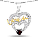 0.51 Carat Genuine Garnet and White Topaz .925 Sterling Silver Pendant-3
