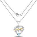 0.44 Carat Genuine Swiss Blue Topaz and White Topaz .925 Sterling Silver Pendant-4