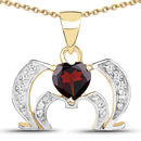14K Yellow Gold Plated 1.05 Carat Genuine Garnet and White Topaz .925 Sterling Silver Pendant-3