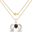 14K Yellow Gold Plated 1.05 Carat Genuine Garnet and White Topaz .925 Sterling Silver Pendant-4